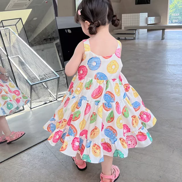 Toddler Girls Sleeveless Dress Summer Sweet Donut Print Princess Dress For