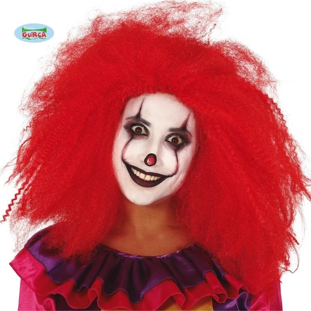 Kit Déguisement Clown Rouge – Perruque Afro Rouge + Nez Rouge + Nœud Papillon – Carnaval, Fête, Halloween