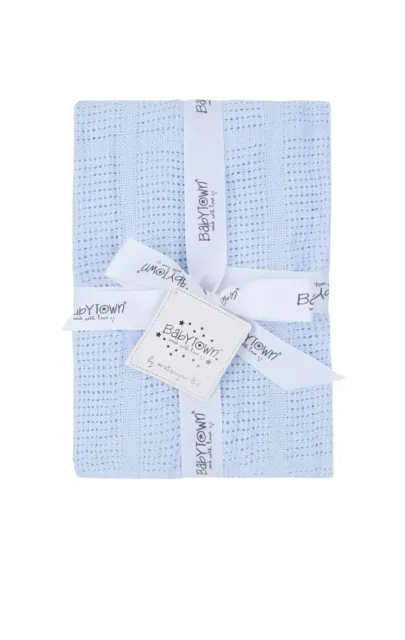 Blue Baby Cellular Blanket 70 x 90cm Newborn Crib Buggy Pram 100% Cotton Shawl