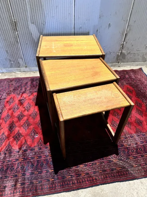 Vintage Mid 20th Century Danish Style Teak Wood Nest Of Tables Coffee Tables