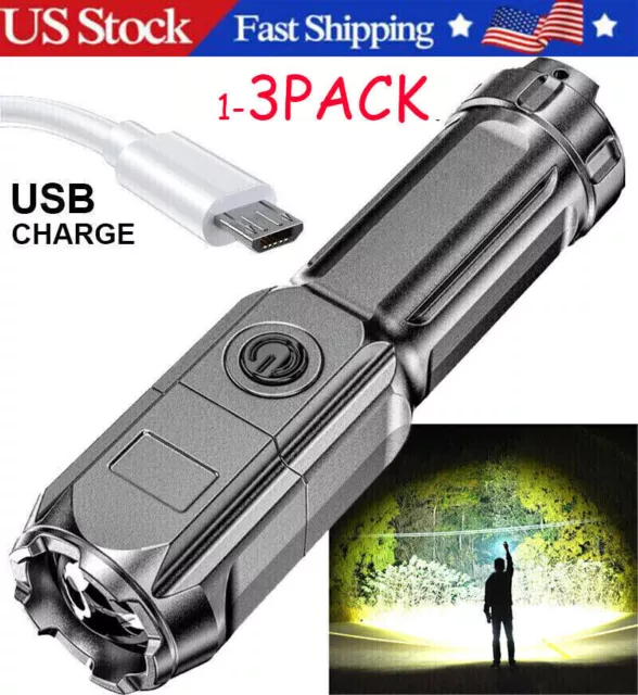 Rechargeable 990000LM LED Flashlight Tactical Police Super Bright Torch Zoomable