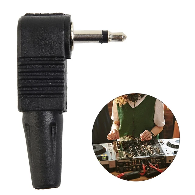 Conector de audio práctico ángulo recto negro 1 pieza conector de soldadura