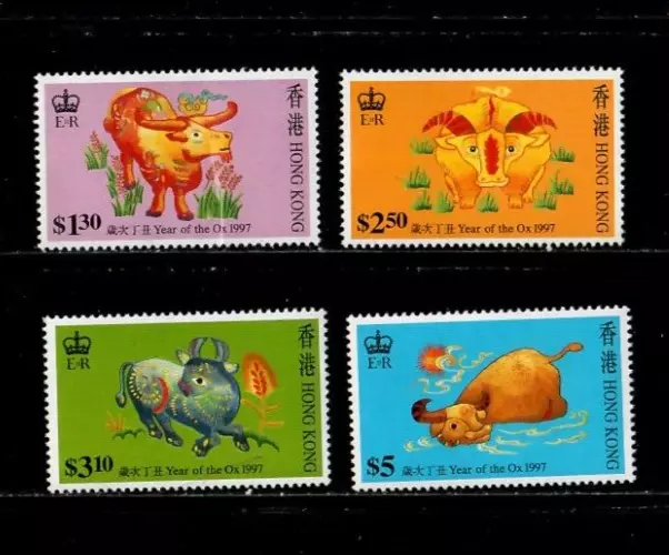 Hong Kong 1997 - Oxen Animals - Set of  Stamps - Scott #780-783 - MNH