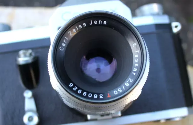 Carl Zeiss Jena Alu Tessar 2.8/50 Q1 red T Objektiv 14 Blades