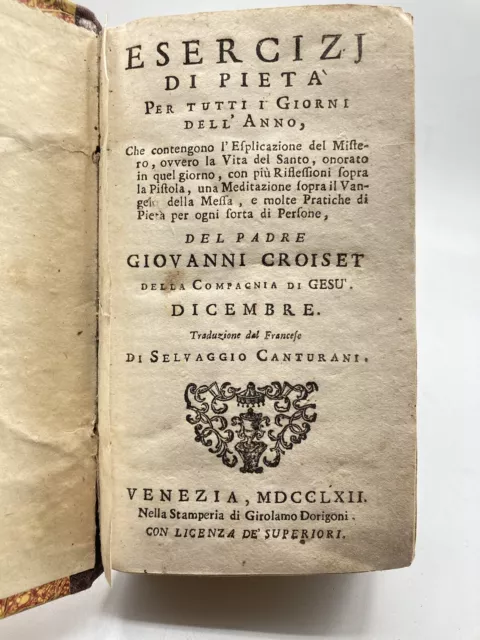 ESERCIZJ DI PIETÀ PER TUTTI I GIORNI DELL'ANNO Dicembre Croiset  1762 Santi