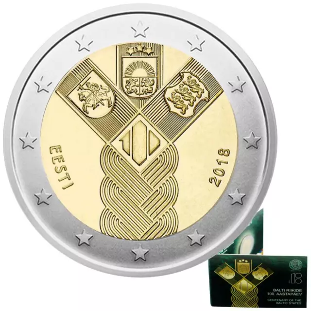 Estland 2 Euro Baltische Staaten 100 Jahre 2018 - in Blisterkarte - ST