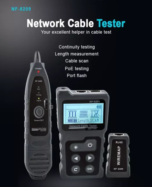 From EU  NF-8209 RJ45 Network Cable Tracker, POE network, Wire Checker, STP, UTP