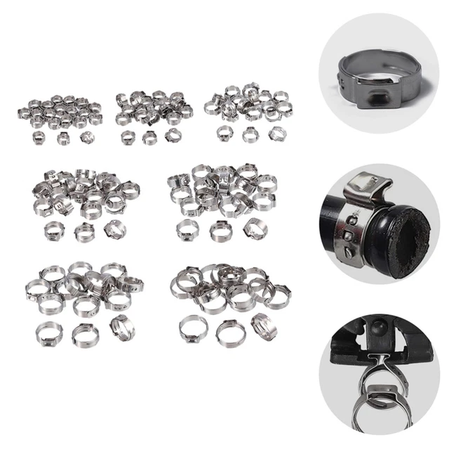 260pcs Acier inoxydable Single Oreille Stepless Tuyaux de tuyaux d'assortiment