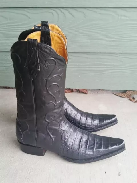 STAR BOOTS MENS Black Caiman Alligator Cowboy Western Boots sz 12D $599 ...