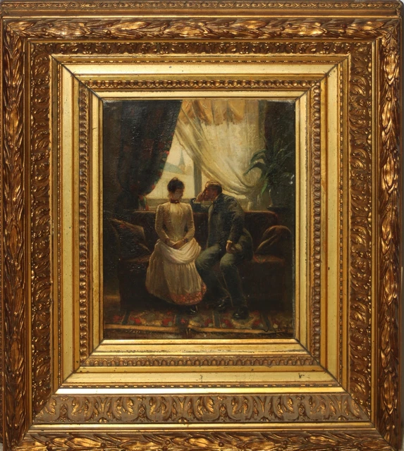 JACQUES DORE-French Romantacist-Original Signed Oil-Romantic/Victorian Couple