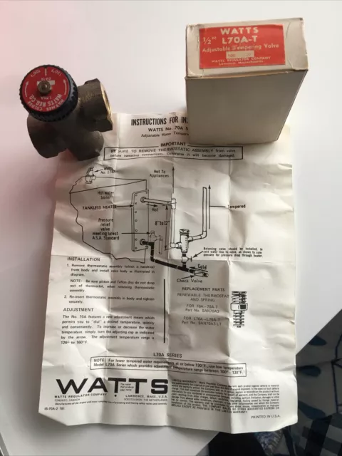 WATTS 0215473 1/2" Hot Water Extender Tempering Valve L70A-T BRAND NEW IN BOX