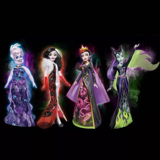 NEW Disney Princess Villains Black & Brights Collection Doll 4 Pack