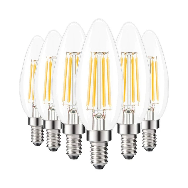 6 Pack E14 Screw 4W Vintage Edison C35 Glass Bulb LED Filament Candle 220V Bulbs