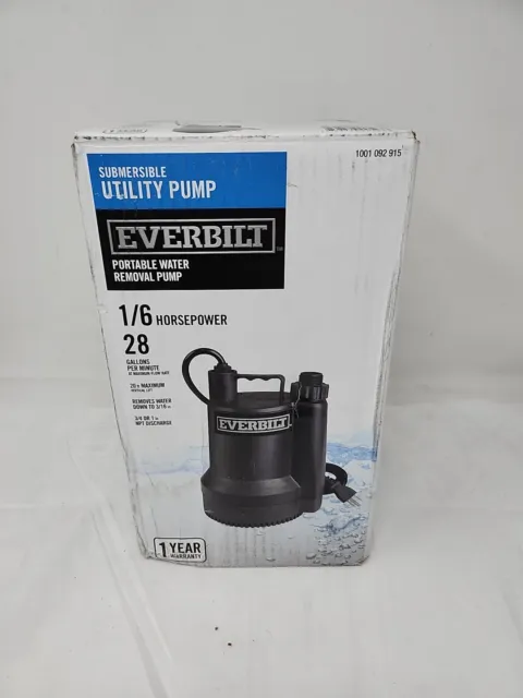 Everbilt SUP54-HD Plastic Submersible Utility Sump Pump 1680 GPH 1/6 HP