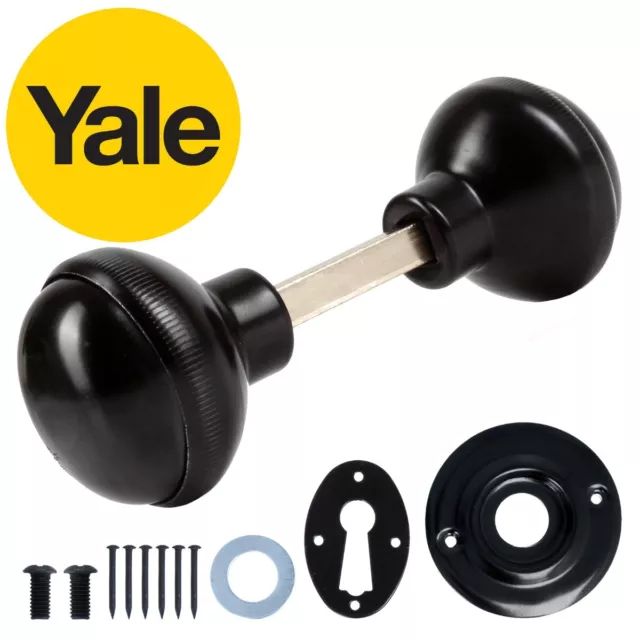 YALE RIM SASHLOCK OR KNOB Garden Internal Door Lock Black Brass Latch Gate Shed