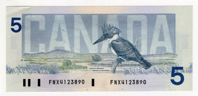 1986 Bank Of Canada Five 5 Dollar Bank Note Fnx 4123890 Nice Bill