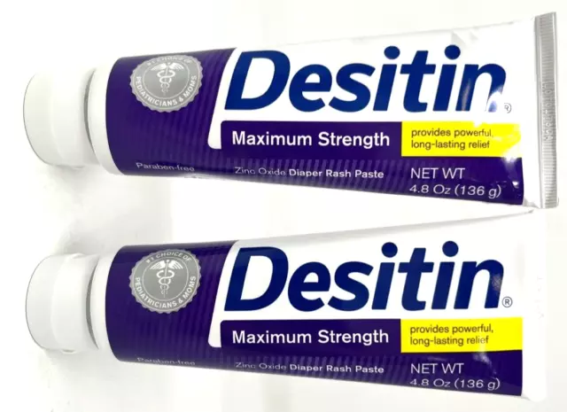 (2) Desitin Maximum Strength Diaper Rash Paste New 4.8 oz Each Exp: 4/2025+