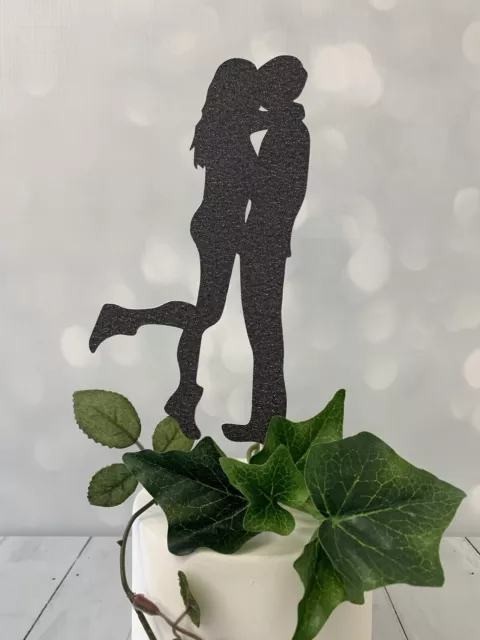 Liebevolle Umarmung romantisches Paar Silhouette Tortenaufleger, Hochzeit, Jubiläum Umarmung