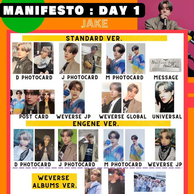 JAKE ENHYPEN MANIFESTO : Day 1 Photo card ENHYPEN Weverse Official