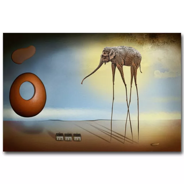 82986 Elephant Salvador Dali Abstract Wall Print Poster Plakat