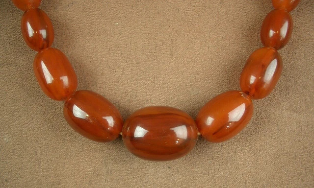 Collier Ancien En Perles De Bakélite Art Déco - Longueur 61-65 Cm - Bijou Vintage Occasion