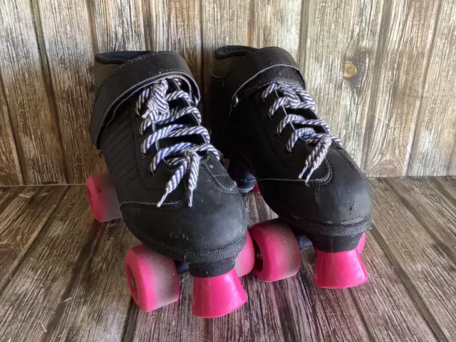 Rollerskates Kids Childrens Skates Black & Pink Size Uk 4 Us 6