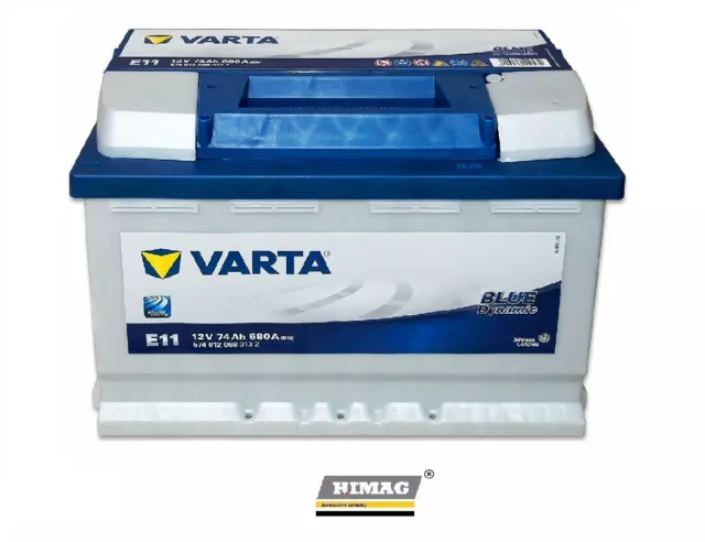 Batterie Voiture VARTA E11 74 Ah 680A Polo Positif Droite Prêt À L'Emploi