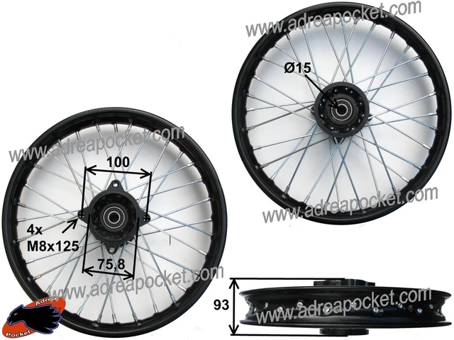 Jante avant acier 10' axe 15mm BLANC