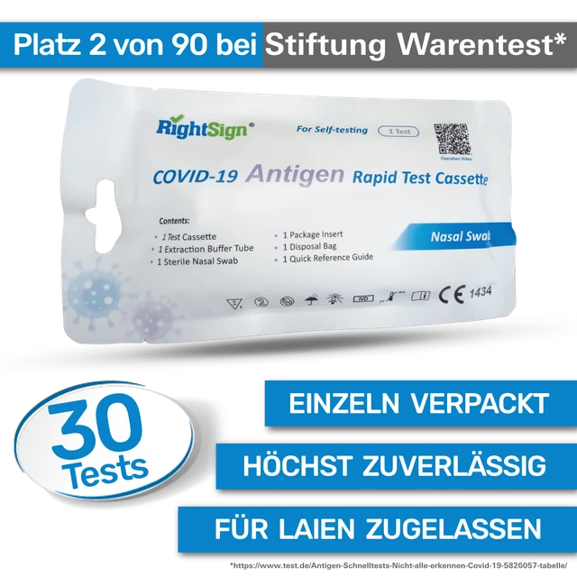 Corona Schnelltest LAIENTEST Selbsttest COVID 19 Antigen Test Omicron RighSign