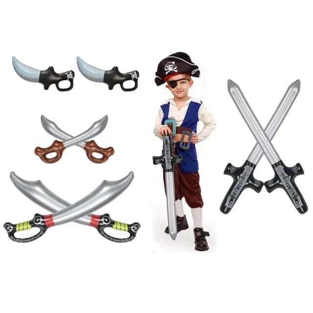 Aufblasbares Piratenschwert, 8 Stck. Piratenschwerter Messer Schnittlass für Kinder Jungen Mädchen