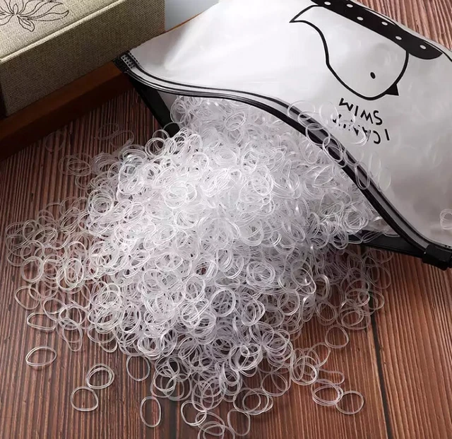 1000pcs MINI WHITE HAIR ELASTICS Rubber Bands Braids Braiding Plaits Small Bands