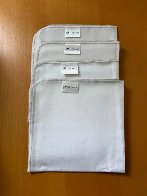 Liz Earle X 4 Full Size Labelled Pure Muslin Cloths Silver Edged - Loose Bn.