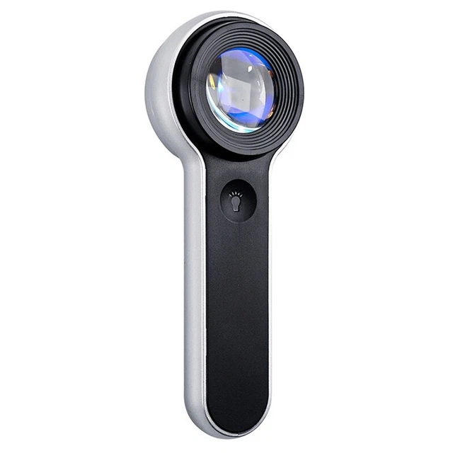 Lente di ingrandimento bianca e viola 60 scomparti, portatile per la lettura di gioielli + luce LED L7M1