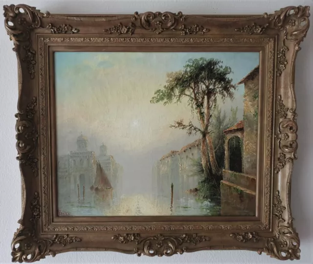 Antique Oil Painting, 19th Century Venetian Capriccio, James Salt