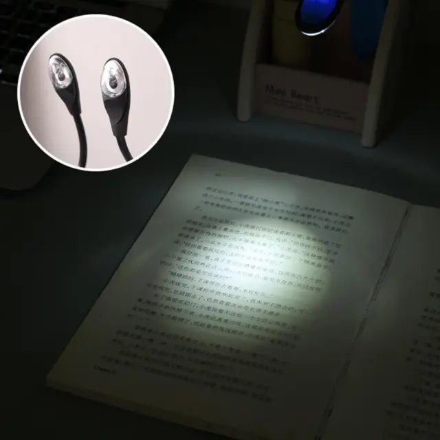 Flexible Clip On Book Laptop LED Reading Light Lamp NEW Portable E2Q5