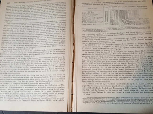 1888 train report CHICAGO BURLINGTON & QUINCY RAILROAD Denver Colorado all lines 3