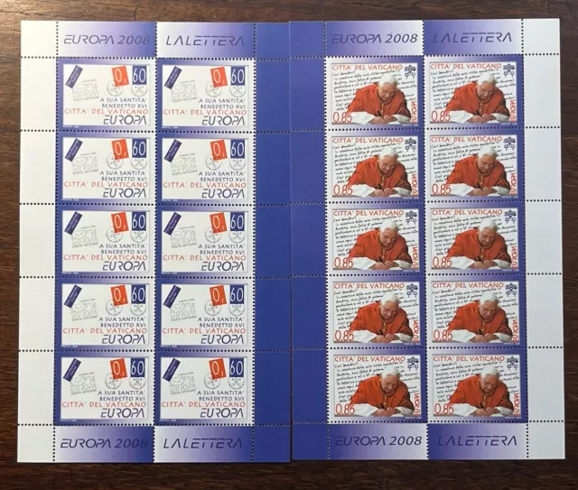 Città del Vaticano Foglietti Francobolli Europa 2008 Nuovi MNH