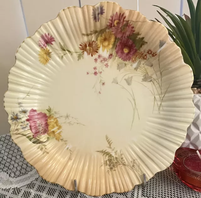 Antique Hand Painted Royal Worcester Cabinet Plate Floral Design England c1901