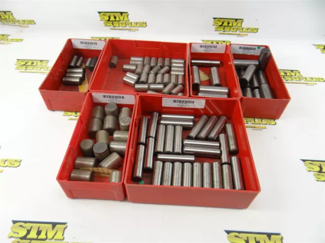 Large Lot Of Assorted Steel Dowel Pins 3/8" To 3/4" Dia + Lista Organizers