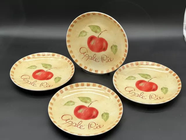 Set Of 4 Apple Pie 8.25” Dessert Plates