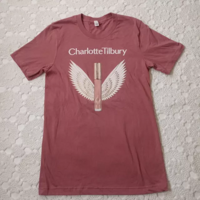 Charlotte Tilbury T Shirt Pink Short Sleeve Airbrush Lip Gloss Small Women