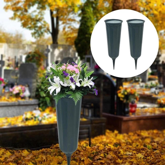 Vases floraux commémoratifs avec piquets au sol décorations de porte-fleurs