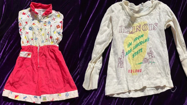 Vintage 1940s Childs Cotton Zip Up Romper Playsuit + Sweatshirt 40s