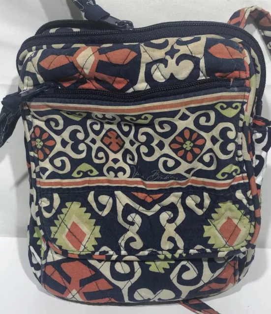 VERA BRADLEY Hipster Crossbody Purse - Blue White Orange Green See Pics! 8”x6”