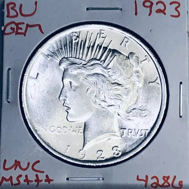 1923 P Bu Gem Peace Silver Dollar Unc Ms+++ U.s. Mint Rare Coin 4286