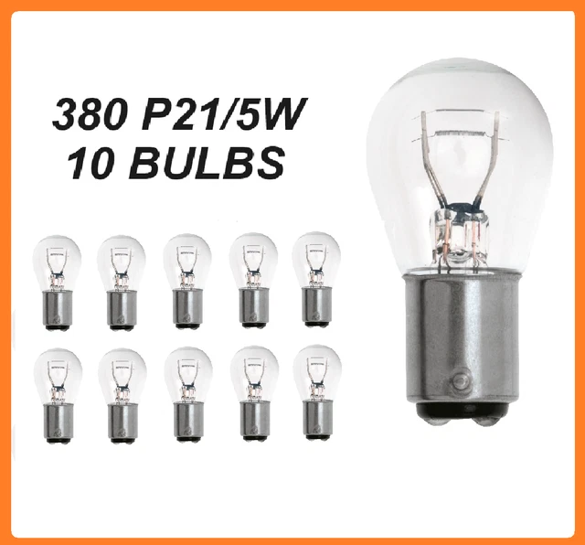 10x Eurolec 382 P21W BA15S Brake Light Bulb – 12V 21W – E Approved – Bayonet Car Bulb