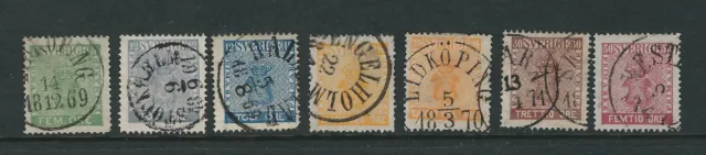 SWEDEN 1858-62 ROYAL CREST (Scott 6 8 9 10 10a 11 12) F/VF USED nice cancels