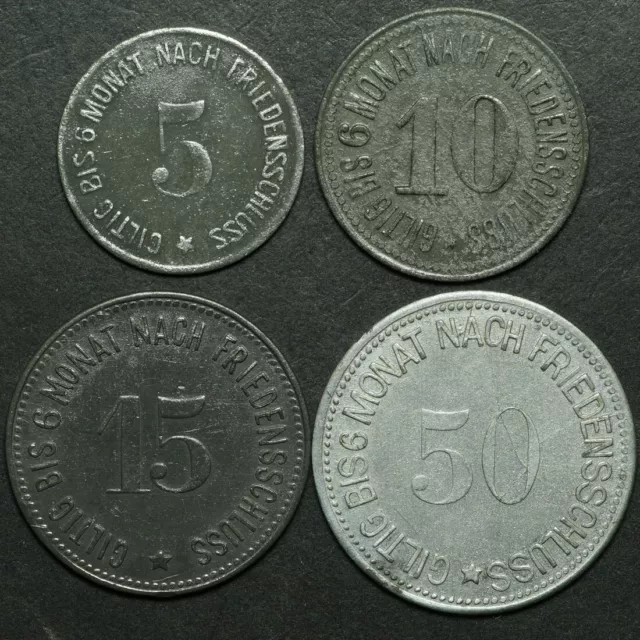 NOTGELD: 5, 10, 15 & 50 Pfennig 1917. BEZIRKSAMT WASSERBURG AM INN / BAYERN