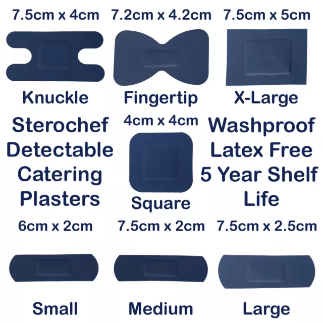 Sterochef Sterile Catering Kitchen Blue Detectable Washproof First Aid Plasters
