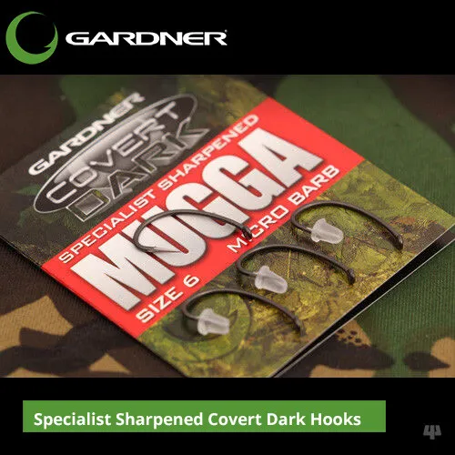 Gardner Tackle Specialist Hand Sharpened Covert Dark Carp Hooks (Full Range)